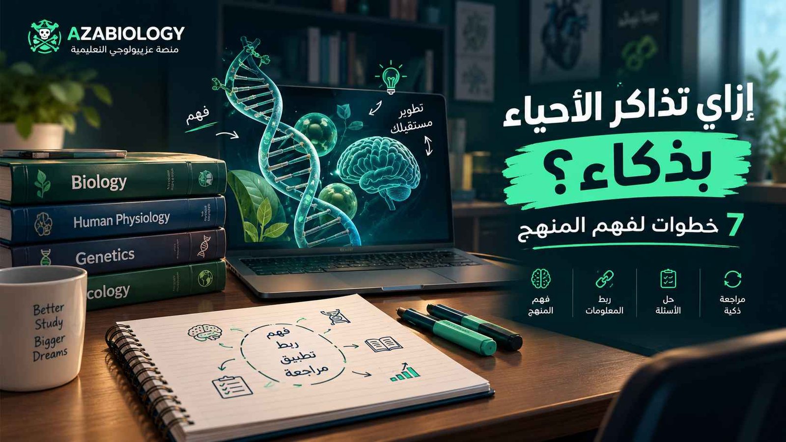 🧠 كيف تذاكر الأحياء بذكاء وتفهم المنهج بدل ما تحفظه؟ | 7 خطوات عملية